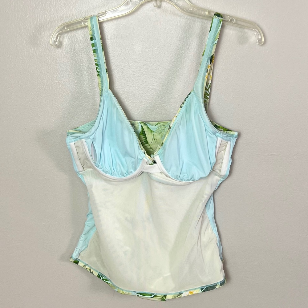 Tommy Bahama Tankini Top Large Green Tropical Floral Underwire Twist Front - Picture 3 of 10